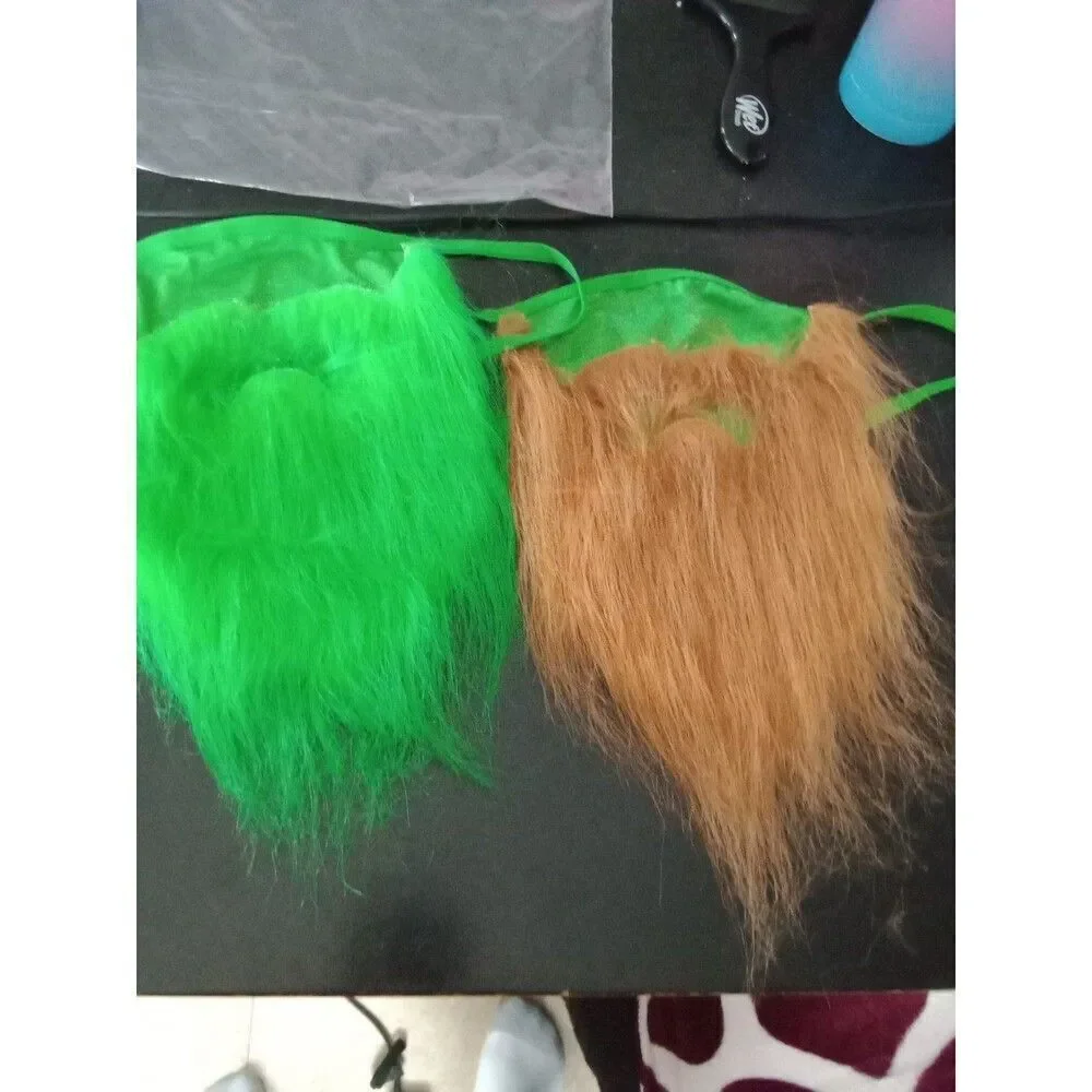 2 Faux Beard Mask St Patrick's Day Leprechaun Costume New